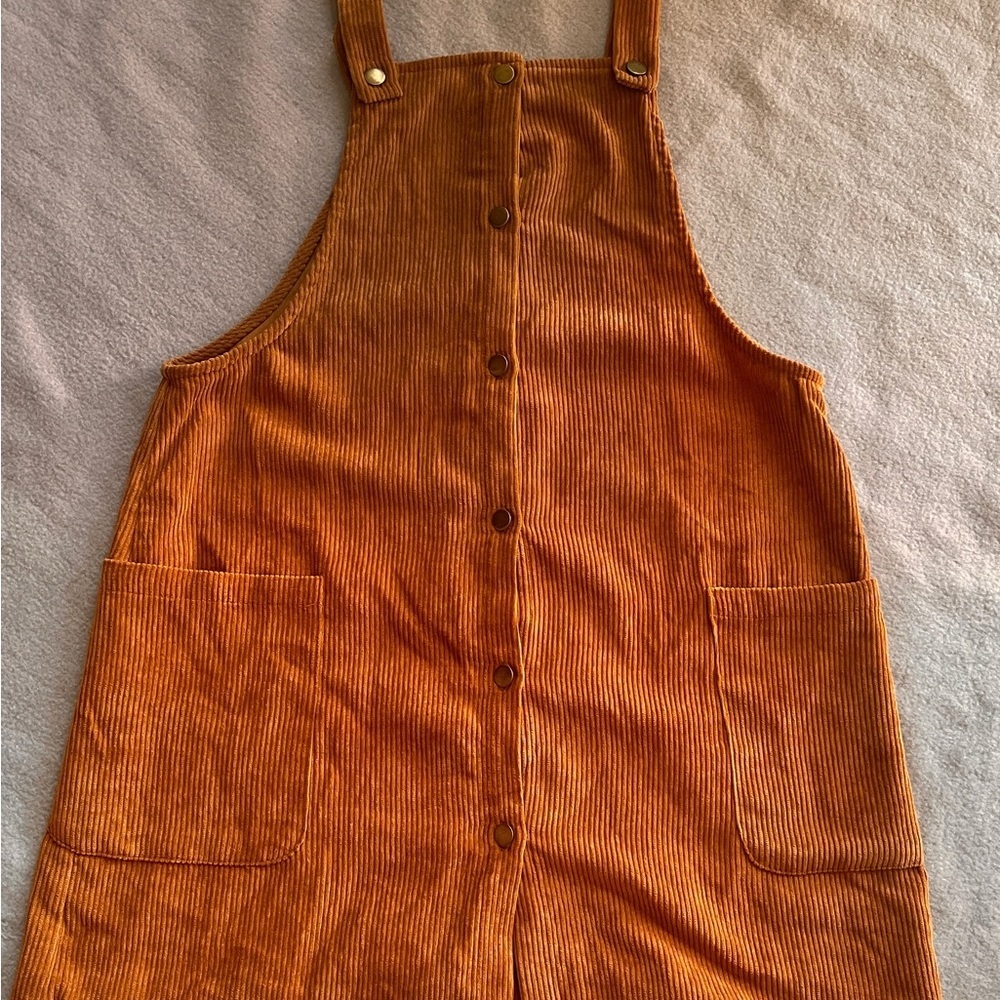 SHEIN Pocket Patched Button-up Cord Pinafore Dress Sz 12-14 - Picture 2 of 2